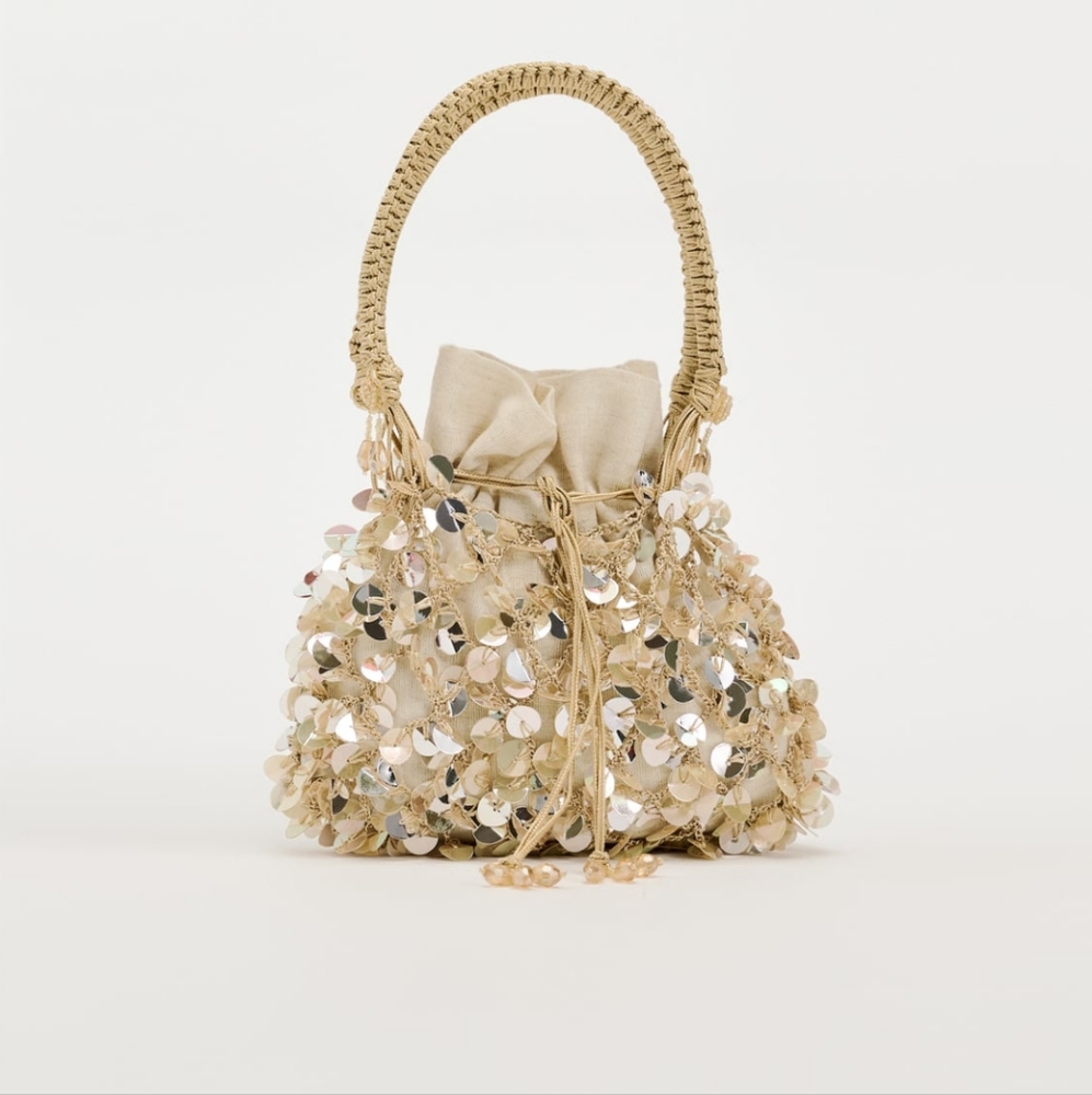 ZARA BEADED MINI BUCKET BAG
